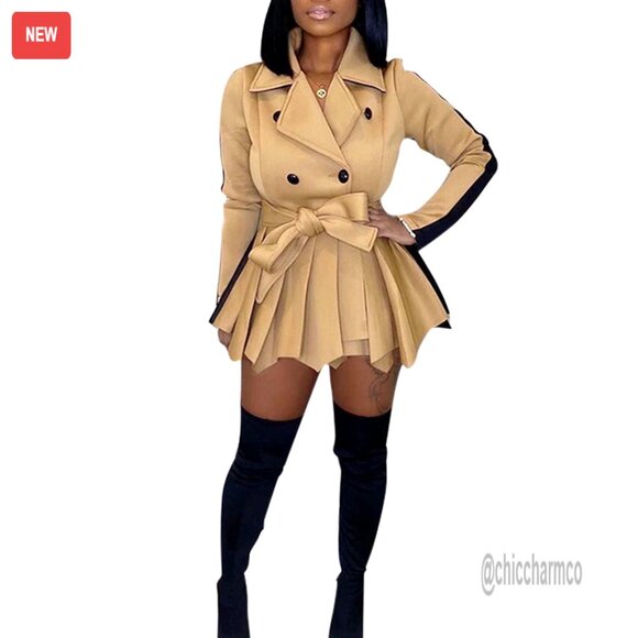 Two Tone Peplum Blazer Mini Dress Elegant Chic Office Party Wear